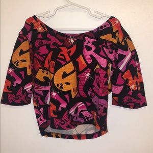 Bingo half sleeve graffiti style crop top